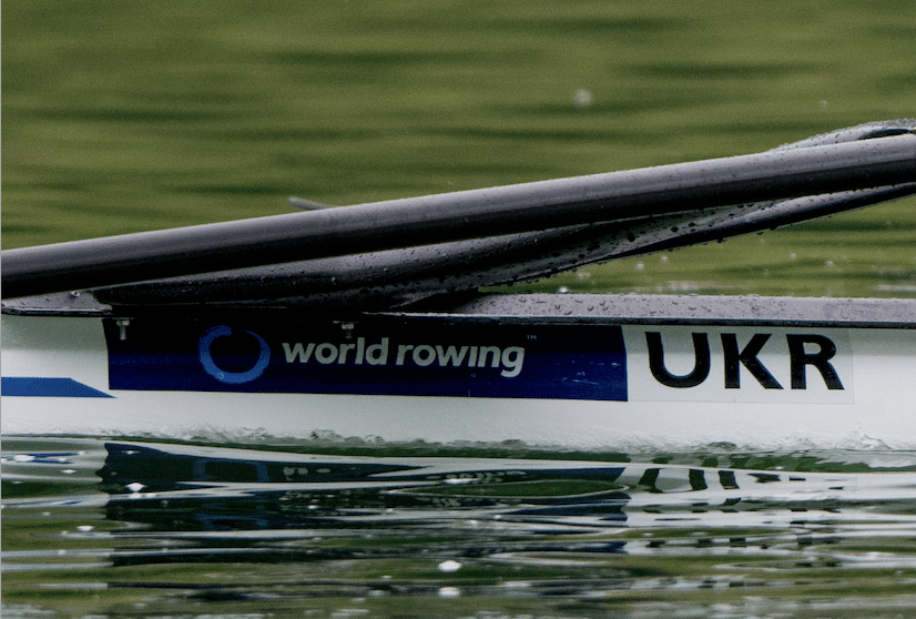 UKR on the side of a rowing boat.